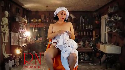 CINDERELLA. vignette one  Cinderella without undies sews dresses for her stepmother and stepsisters. She is not allowed to masturbate. one