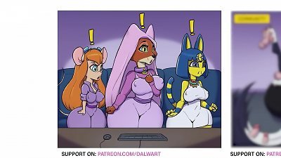 Ankha, Maid Marian and Gadget  searching the web