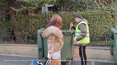 A homeless guy helped an elite milf carry her suitcase and screwed her!