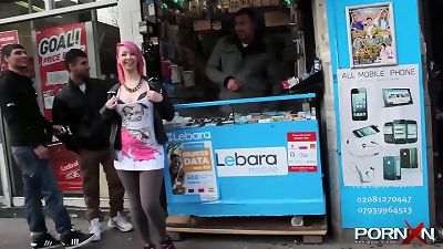 teen sweetheart peeing in her trousers outdoors