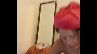 The nanny was taking a bath when she began throating me off