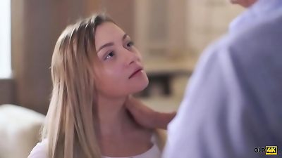 OLD4K. appetizing blond and senior colleague make enjoy in the living apartment