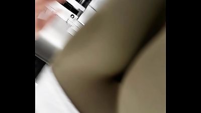 handsome teen working in green tights.