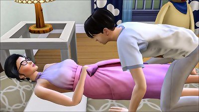 asian bro Sneaks Into His Sister's bed After masturbating In Front Of The Computer - asian Family